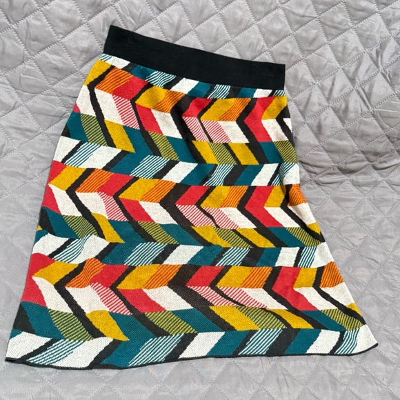 Anthropologie Maeve Size XS Multicolor Geometric Knit Knee Length Sweater Skirt - Picture 8 of 16
